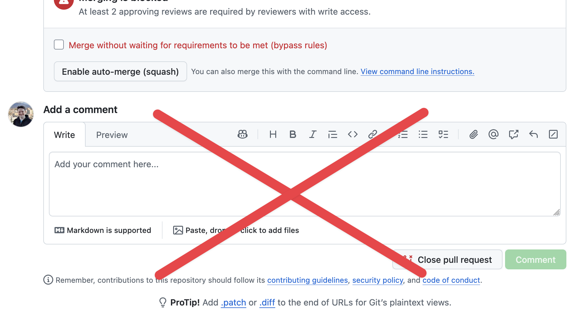 Ne használd a GitHub általános „Add a comment” mezőjét